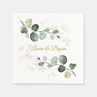 Eukalyptus Foliage Gold-Blätter Hochzeit Serviette