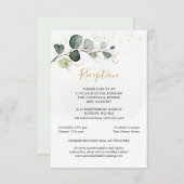 Eukalyptus Foliage Gold Blätter Hochzeitsempfang Begleitkarte (Vorne/Hinten)