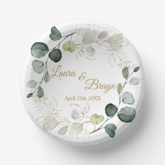 Eukalyptus Foliage Gold Blätter Hochzeitspapierpla Pappteller