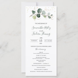 Eukalyptus Foliage Gold Blätter Hochzeitsprogramm