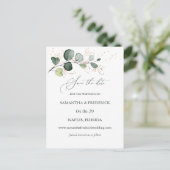 Eukalyptus Foliage Gold-Blätter Save the Date Postkarte (Stehend Vorderseite)
