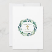 Eukalyptus Foliage Gold Cross Heilige Kommune Einladung (Rückseite)