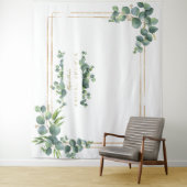 Eukalyptus Foliage Gold Frame Brautparty Prop Wandteppich (Beispiel)