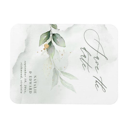 Eukalyptus foliage Goldhochzeit Magnet (Horizontal)