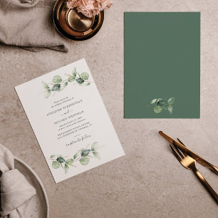 Eukalyptus Foliage Grüne Skript Moderne Hochzeit Einladung