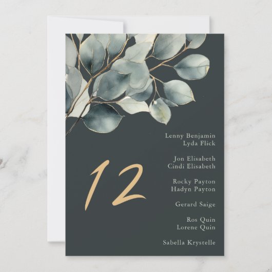 Eukalyptus Foliage Hochzeitstichtafel Einladung (Vorderseite)
