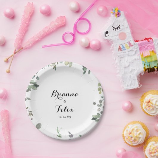 Eukalyptus Foliage Hochzeitstorte Pappteller (Party)