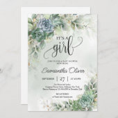 Eukalyptus foliage ist ein Mädchen Einladung (Vorne/Hinten)