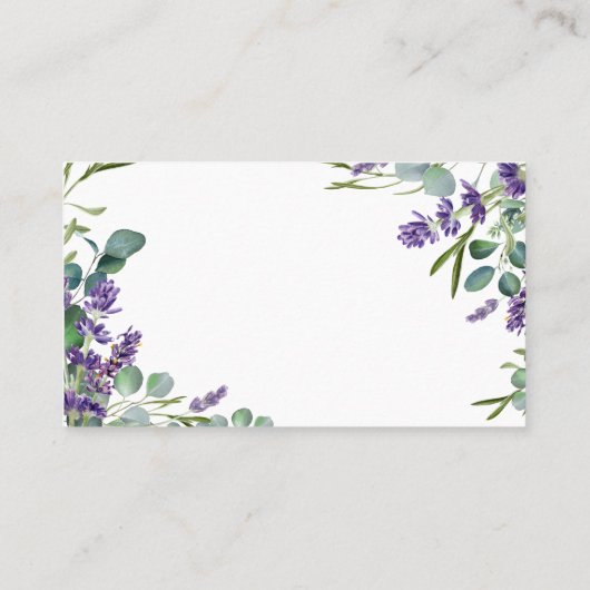 Eukalyptus Foliage Lavender Blume Hochzeit Platzkarte (Rückseite)