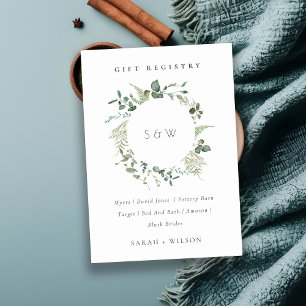 Eukalyptus Foliage Monogram Gift Registry Wedding Begleitkarte