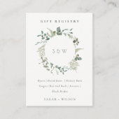 Eukalyptus Foliage Monogram Gift Registry Wedding Begleitkarte (Vorderseite)