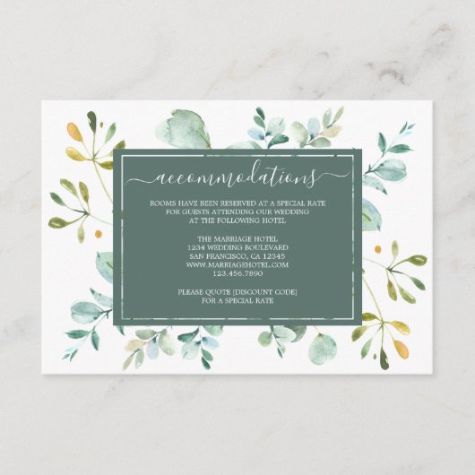 Eukalyptus Foliage Navy Botanische Hochzeit Begleitkarte (Vorderseite)