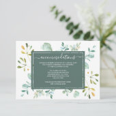 Eukalyptus Foliage Navy Botanische Hochzeit Begleitkarte (Stehend Vorderseite)