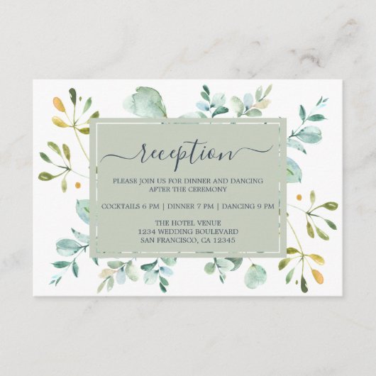 Eukalyptus Foliage Navy Botanische Hochzeit Begleitkarte (Vorderseite)