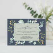 Eukalyptus Foliage Navy Botanische Hochzeit Begleitkarte (Stehend Vorderseite)