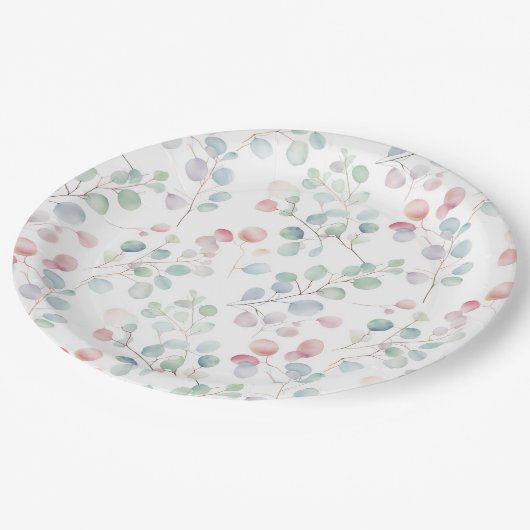 Eukalyptus Foliage Pappteller (Schrägansicht)