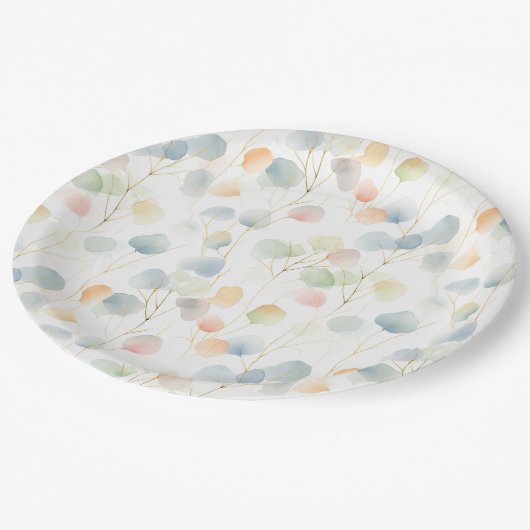 Eukalyptus Foliage Pappteller (Schrägansicht)