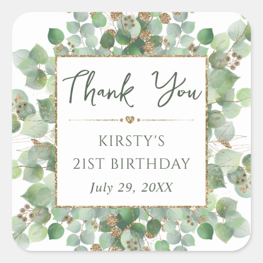 Eukalyptus Foliage Quadratischer Aufkleber (Vorderseite)