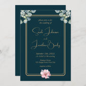 Eukalyptus Foliage Rosa Blume Hochzeit Einladung (Vorne/Hinten)