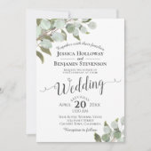 Eukalyptus foliage Rustic Boho Wedding Einladung (Vorderseite)