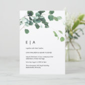 Eukalyptus Foliage Rustic Kraft Initials Wedding Einladung (Stehend Vorderseite)