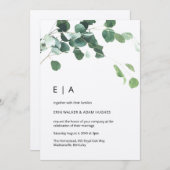 Eukalyptus Foliage Rustic Kraft Initials Wedding Einladung (Vorne/Hinten)