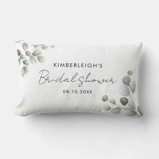 Eukalyptus Foliage Script-Brautparty Lendenkissen (Vorderseite)