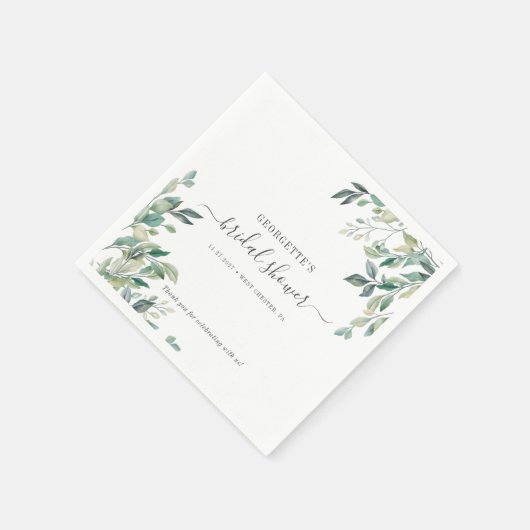Eukalyptus Foliage Script Greenery Brautparty Serviette (Ecke)