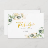 Eukalyptus Foliage Script Wedding Dankeskarte (Vorne/Hinten)