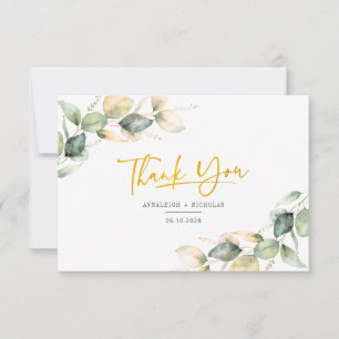 Eukalyptus Foliage Script Wedding Dankeskarte