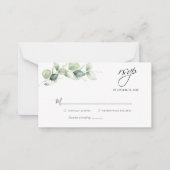 Eukalyptus Foliage Script Wedding RSVP Card Mitteilungskarte (Vorderseite)