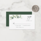 Eukalyptus Foliage Script Wedding RSVP Card Mitteilungskarte (Vorderseite/Rückseite Beispiel)