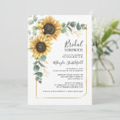 Eukalyptus Foliage Sonnenblume Blumendusche Einladung (Stehend Vorderseite)