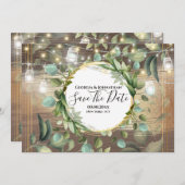 Eukalyptus foliage string lights Country rustikal Save The Date (Vorne/Hinten)