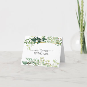 Eukalyptus Foliage Watercolor Green White Wedge Dankeskarte