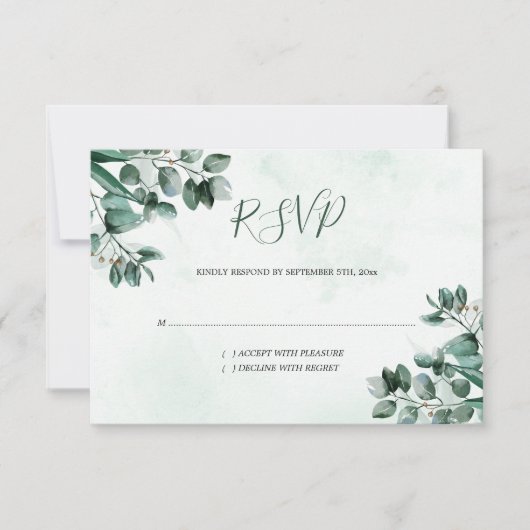 Eukalyptus Foliage Watercolor Wedding RSVP Card Karte (Vorderseite)