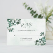Eukalyptus Foliage Watercolor Wedding RSVP Card Karte (Stehend Vorderseite)