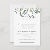 Eukalyptus Foliage Wedding Menu UAWG RSVP Karte (Vorderseite)