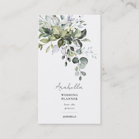 Eukalyptus Foliage Wedding Planner Business Card Visitenkarte (Vorderseite)