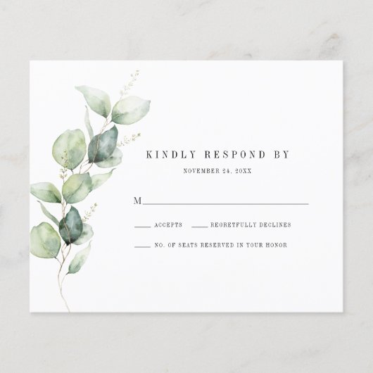 Eukalyptus Foliage Wedding RSVP Response Card (Vorderseite)
