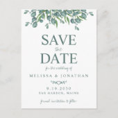 Eukalyptus Foliage Wedding Save the Date Postkarte (Vorderseite)
