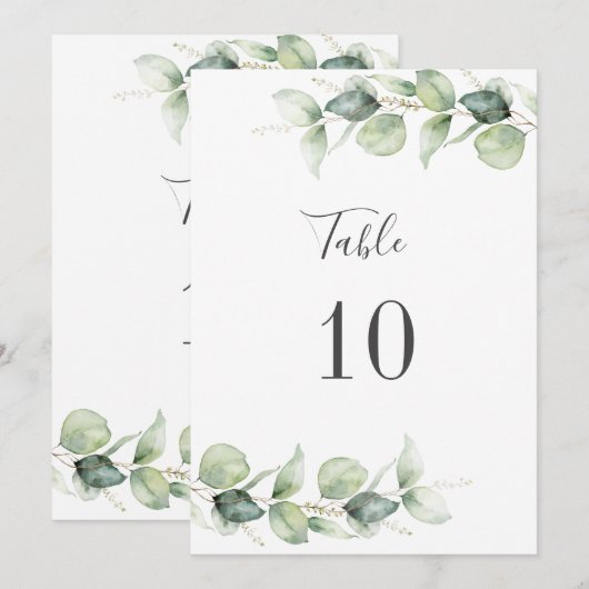 Eukalyptus Foliage Wedding Seating Tischnummer 10 (Vorne/Hinten)