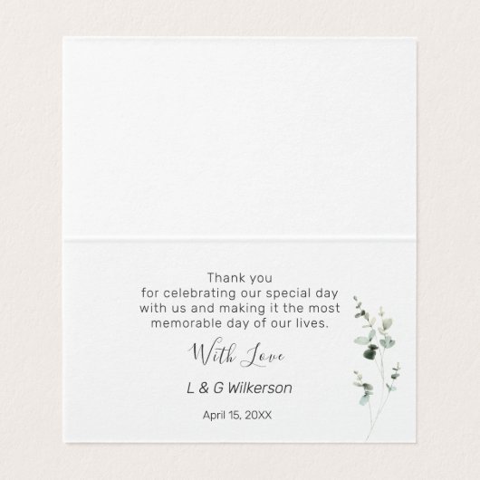 Eukalyptus Foliage Wedding Vielen Dank, dass Sie g (Innenseite Aufgefaltet)