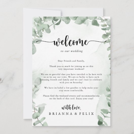 Eukalyptus Foliage Wedding Welcome Letter (Vorderseite)