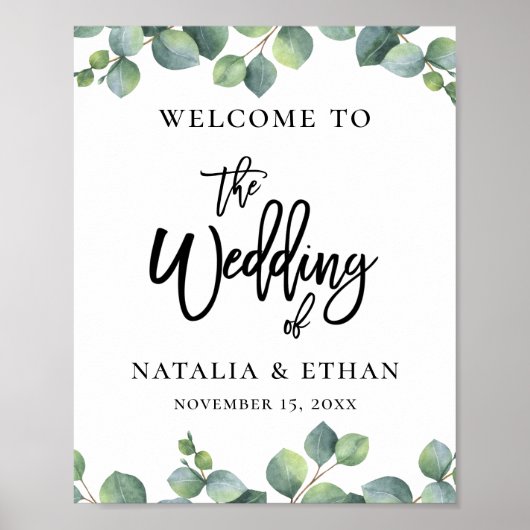 Eukalyptus Foliage Wedding Welcome Poster (Vorne)