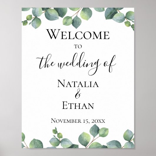 Eukalyptus Foliage Wedding Welcome Poster (Vorne)