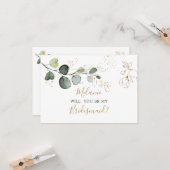 Eukalyptus Foliage Werden Sie meine Bridesmaid sei Karte (Vorderseite/Rückseite Beispiel)