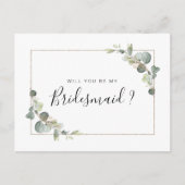 Eukalyptus foliage wird meine Bridesmaid-Karte sei Einladungspostkarte (Vorderseite)