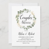 Eukalyptus Foliage Wreath Couples Dusche Einladung (Vorderseite)
