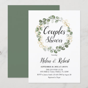 Eukalyptus Foliage Wreath Couples Dusche Einladung